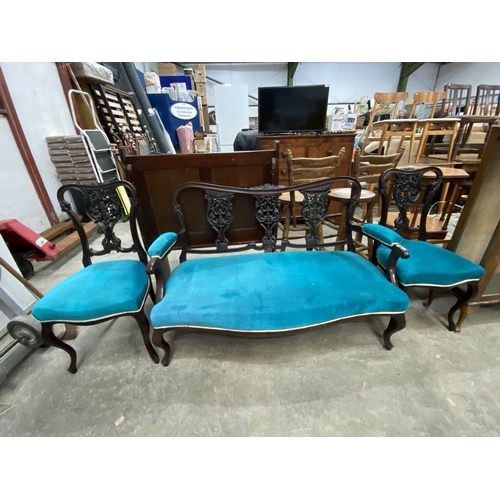 153 - 3 piece Edwardian salon suite (settee 87H 131W & 2 chairs 90H 47W)