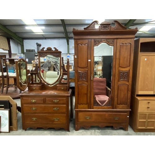 158 - Edwardian mahogany 2 piece bedroom suite (wardrobe 224H 123W 51D & dressing chest 187H 156W 49D