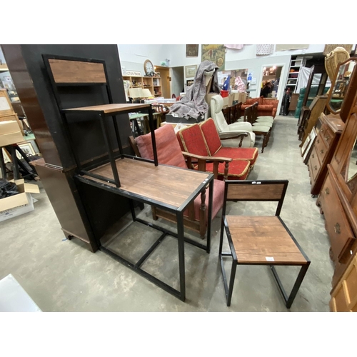 164 - Contemporary bistro table 76H 90W 47D & 2 chairs 73H 40W 40D