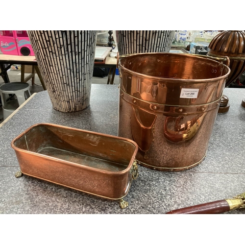 Copper coal bucket & copper planter