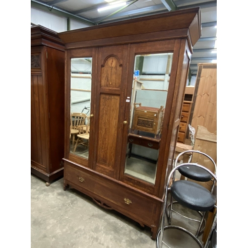 36 - Edwardian mahogany inlaid wardrobe 209H 151W 54D