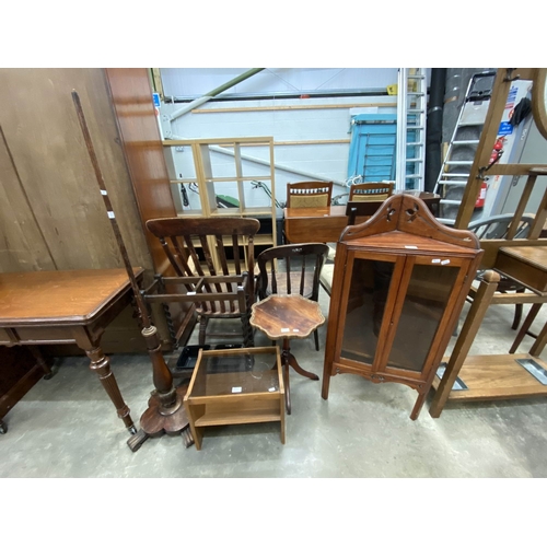 41 - Edwardian mahogany glazed corner cupboard 112H 51W 27D, oak barley twist umbrella stand 72H 53W 23D ... 