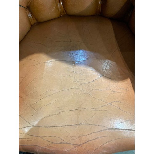 125 - Chesterfield button back swivel office chair in Bruciato colour leather, purchased from Smiths The R... 