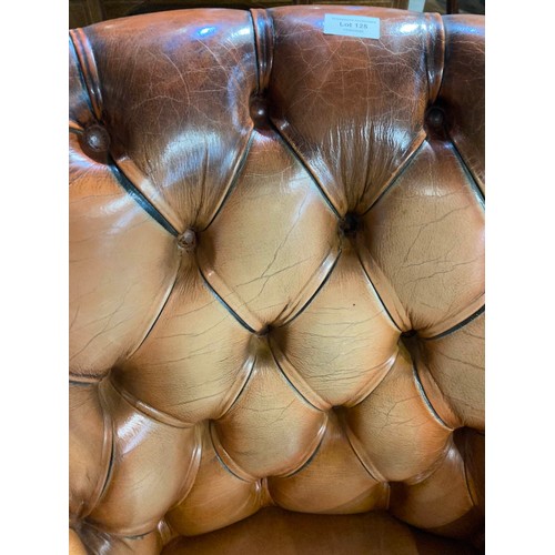 125 - Chesterfield button back swivel office chair in Bruciato colour leather, purchased from Smiths The R... 