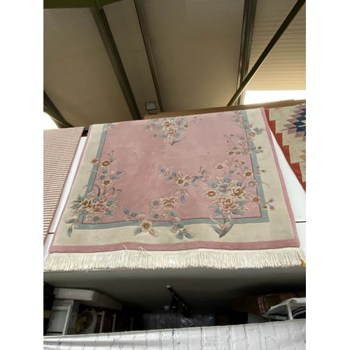 133 - Chinese pink ground 100% wool pile rug 2.74M x 1.83M (purchased from Harrods)