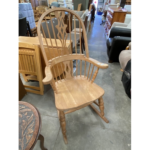 150 - Pine farmhouse rocking chair 112H x 63W