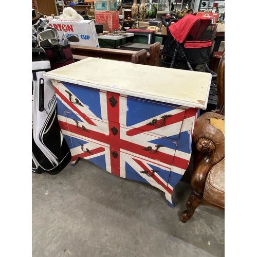 159 - Union Jack three drawer chest 80x88x45