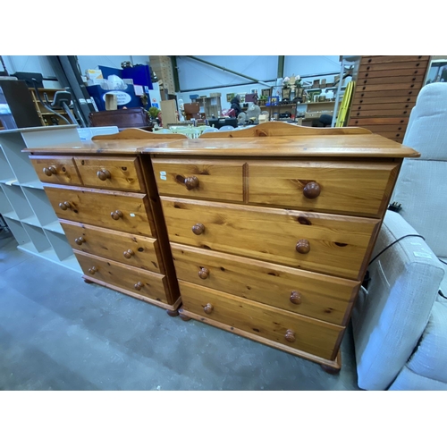163 - Pair of pine 2 over 3 chest of drawers 99H 81W 42D