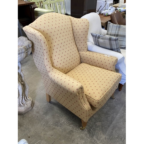165 - Wing armchair upholstered in Clover Parchment 93x80