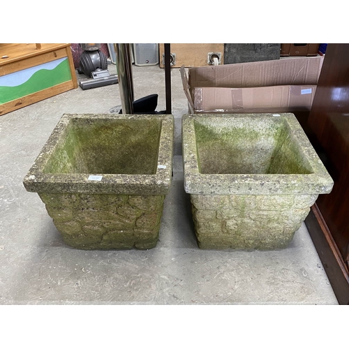 168 - 2 stone effect planters 35x44x44
