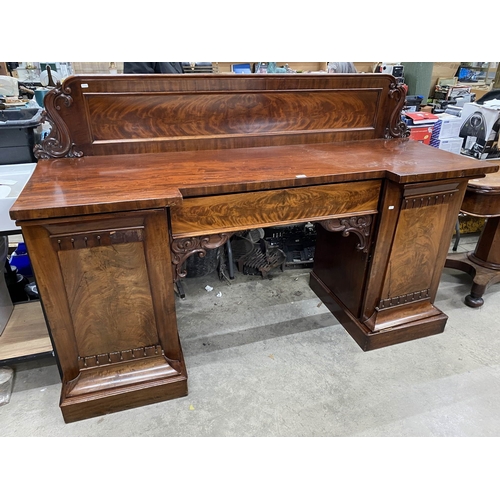 169 - Victorian mahogany pedestal sideboard 125H 188W 65D