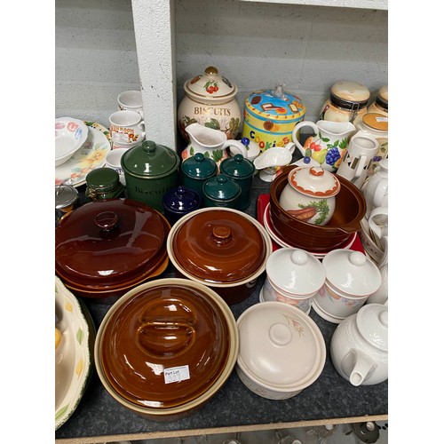 327 - Assorted table wares including Harvest, cheese dish, Royal Doulton hotel porcelain, biscuit/cookie b... 