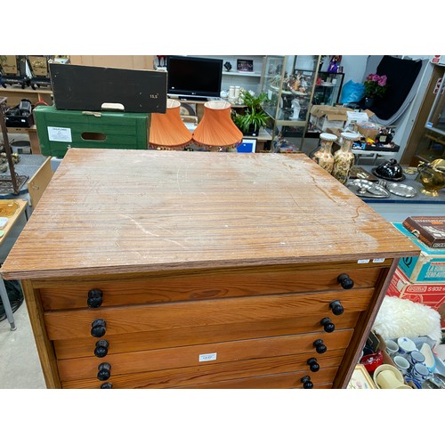 231 - Vintage pine 23 drawer collectors chest 186H 69W 53D