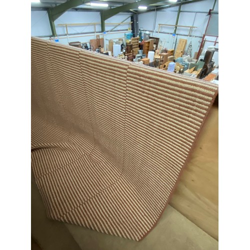 188 - Rose/cream striped rug , wool and cotton 270x350