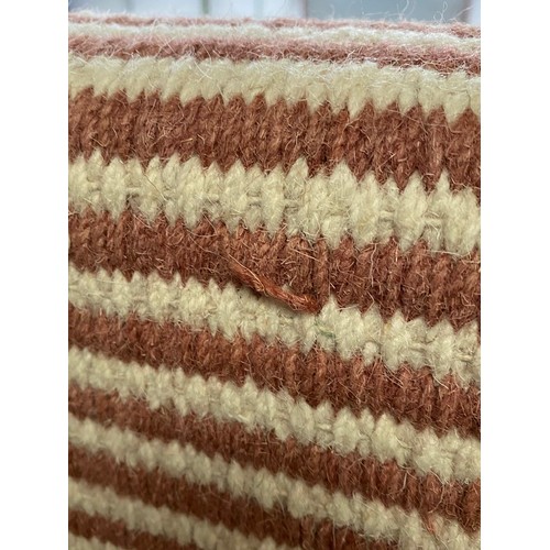 188 - Rose/cream striped rug , wool and cotton 270x350