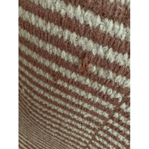 188 - Rose/cream striped rug , wool and cotton 270x350