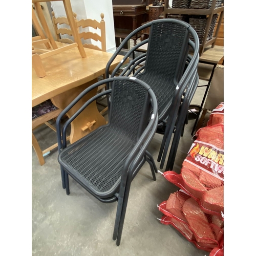 100 - 7 stacking grey metal garden chairs 70H 53W