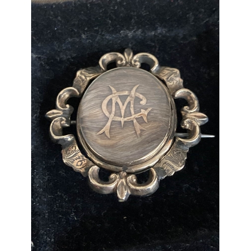 248 - Victorian mourning swivel hair locket brooch