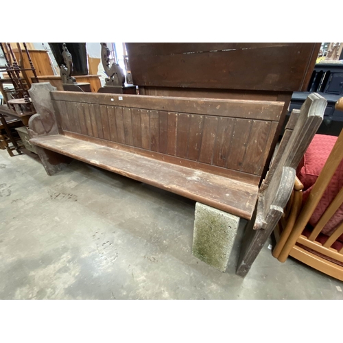 62 - Victorian pine pew 94H 225W 45D (requires attention, sold as seen)