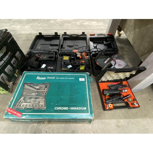 78 - Challenge BD0405 cordless hammer drill with charger, Draper 18V cordless combi hammer drill, Challen... 