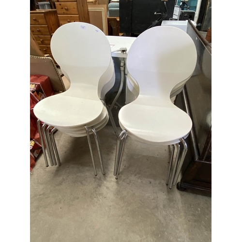 96 - 8 white bentwood chairs 90H 45W