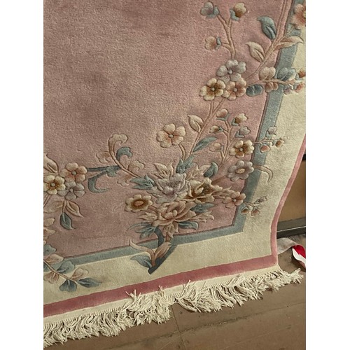 29 - Chinese pink ground 100% wool pile rug 2.74M x 1.83M (purchased from Harrods)