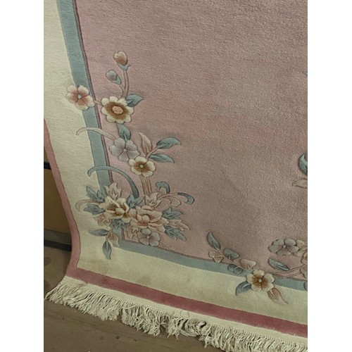 29 - Chinese pink ground 100% wool pile rug 2.74M x 1.83M (purchased from Harrods)