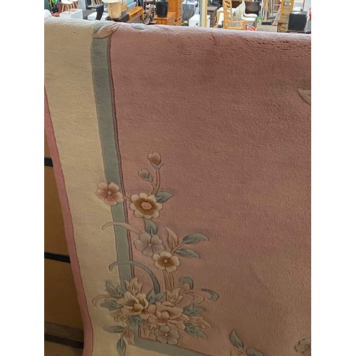 29 - Chinese pink ground 100% wool pile rug 2.74M x 1.83M (purchased from Harrods)