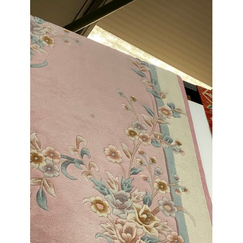 29 - Chinese pink ground 100% wool pile rug 2.74M x 1.83M (purchased from Harrods)