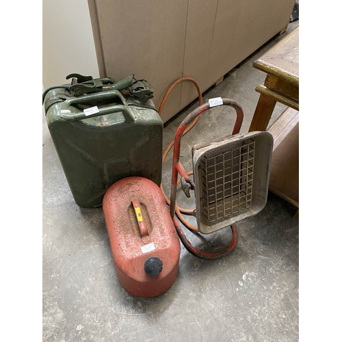 16 - 2 Jerry cans & a heater