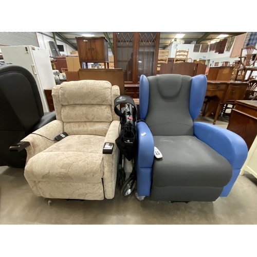 23 - Rise & recline electric lounge chair 102H 83W, a Rehasense walking aid & Aidapt rise and recline ele... 