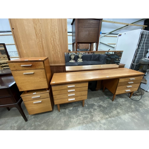 58 - Pair of mid century teak White & Newton, Portsmouth bedside chests 51H 41W 33D and a matching dressi... 