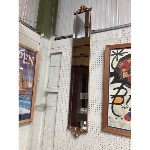 418 - Tall bevelled glass hall mirror 21x135cm