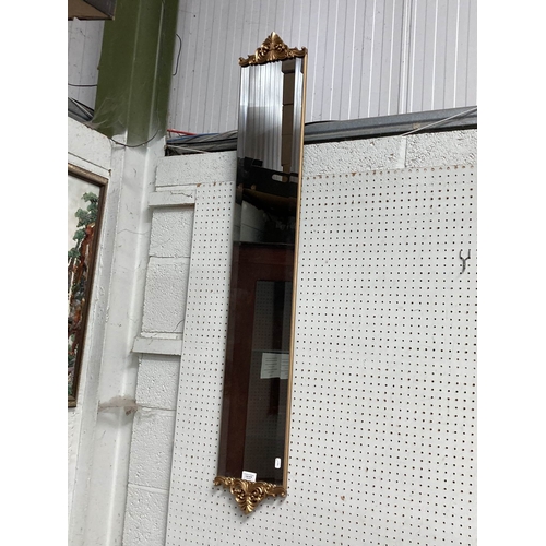 418 - Tall bevelled glass hall mirror 21x135cm