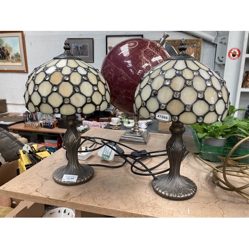 445 - 2 Maison Tiffany style table lamps with shades 37H