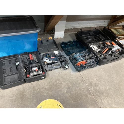 461 - Ryobi jigsaw, Black & Decker 4 in 1 KA230E sander, Evolution circular saw & a biscuit jointer