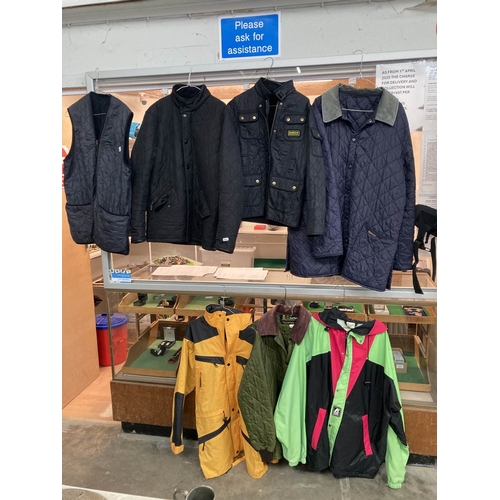 482 - Barbour Polarquilt navy waistcoat L, Barbour Powell quilt jacket black (no size), Barbour Internatio... 