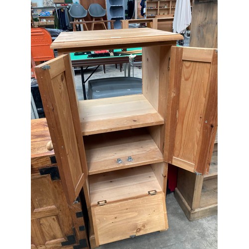 58 - Pine 2 door cupboard 122H 51W 47D