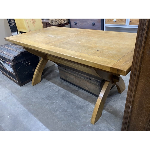 123 - Contemporary oak dining table 76H 180W 90D