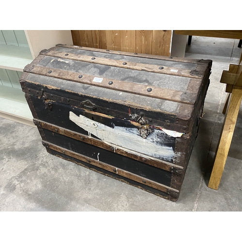 133 - Early 20th century steamer trunk (as found) 54H 76W 46D