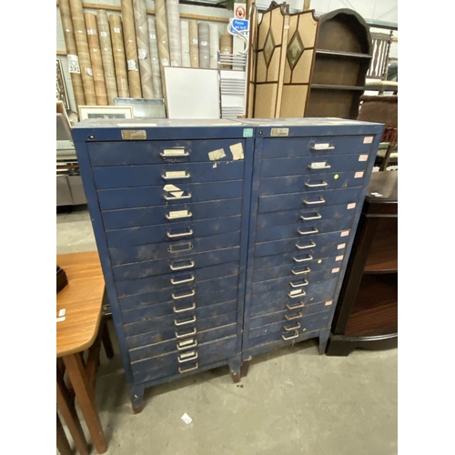 139 - 2 National Power, Europa House vintage metal 15 drawer tool chests 99H 41W 25D