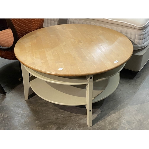 172 - Beech topped coffee table 53H 100cm diameter