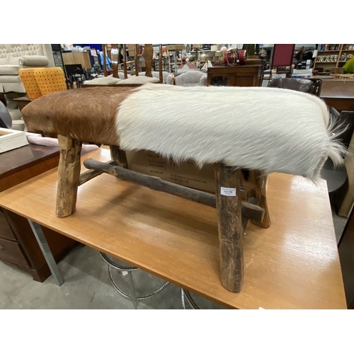 178 - Parlane Living goat hide bench 52H 100W 36D