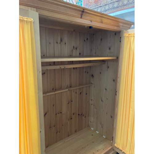 1 - Pine two door/one drawer wardrobe 185H 120W 56D