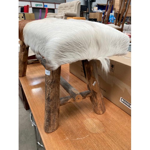 178 - Parlane Living goat hide bench 52H 100W 36D