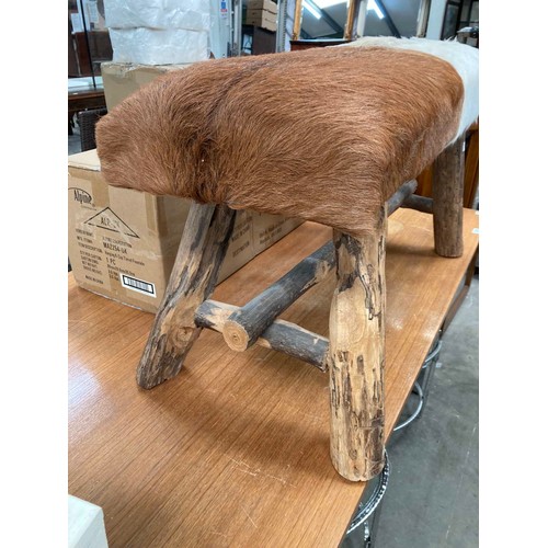 178 - Parlane Living goat hide bench 52H 100W 36D
