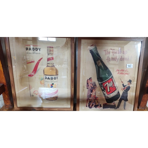 43 - 5 Framed Drinks Adverts – Lucozade, 7up + Paddy Whiskey