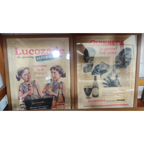 43 - 5 Framed Drinks Adverts – Lucozade, 7up + Paddy Whiskey