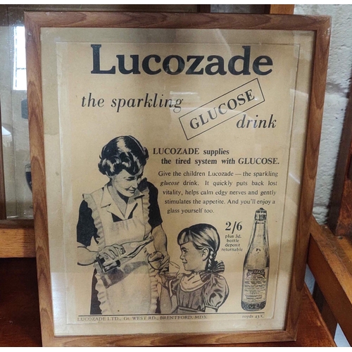 43 - 5 Framed Drinks Adverts – Lucozade, 7up + Paddy Whiskey