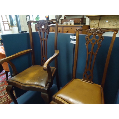 53 - Set 6 (5 + Carver) Carved Mahogany Dining Chairs